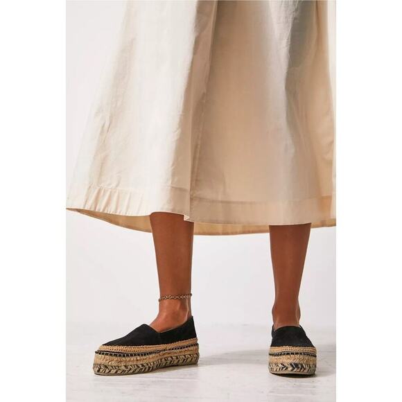 Free People Eden Double Stack Espadrilles in Black, Size 41 (US Size 10) NEW - Picture 2 of 11